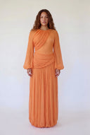 Orange Ruched Balloon Dress
