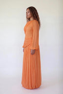 Orange Ruched Balloon Dress
