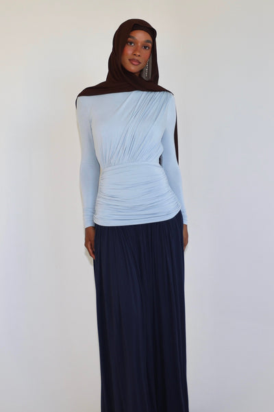 Blueberry Gathered Maxi Dress