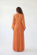 Orange Ruched Balloon Dress