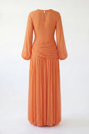 Orange Ruched Balloon Dress